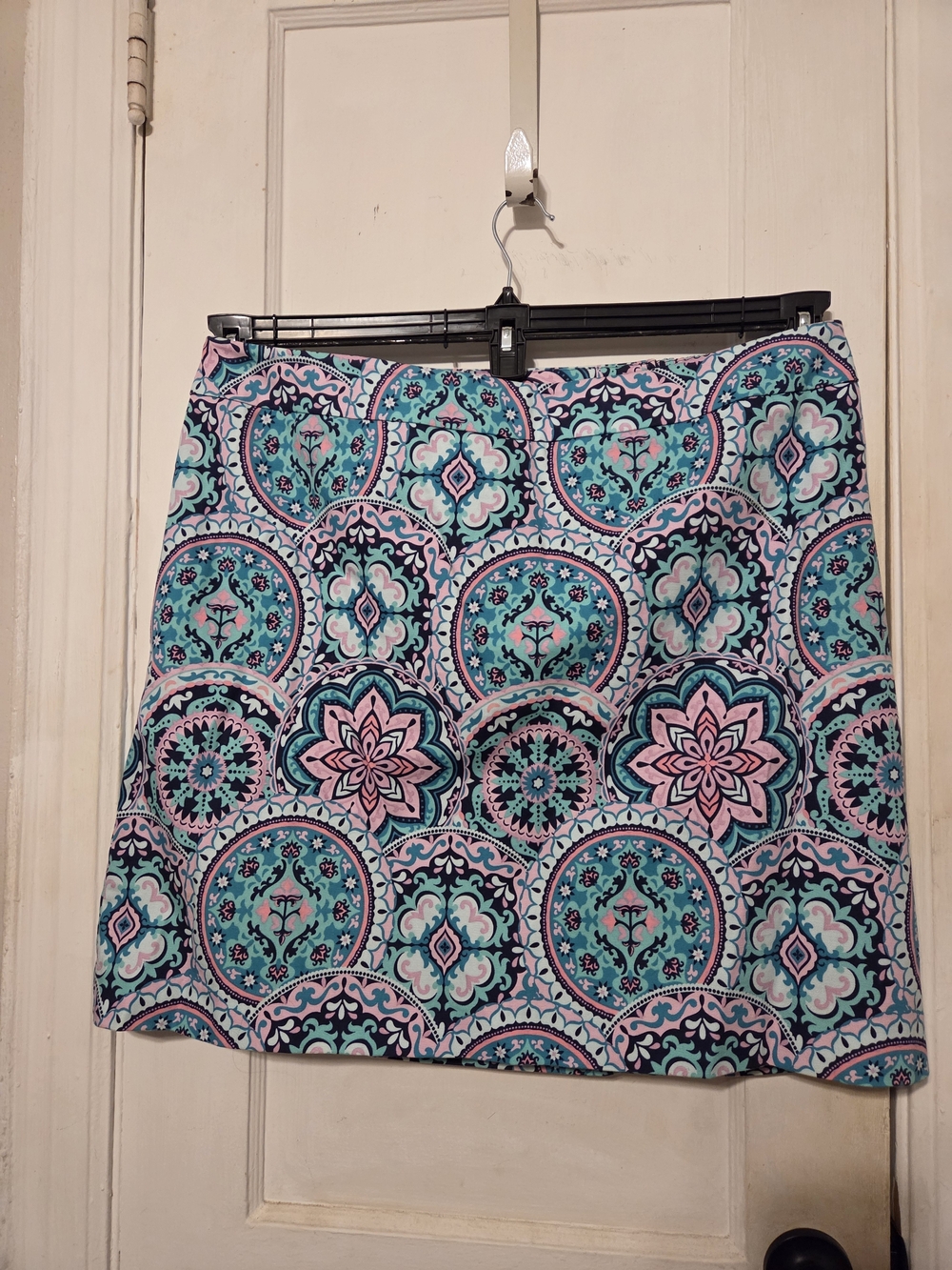 Talbots Teal & Pink Medallion Mini Skirt